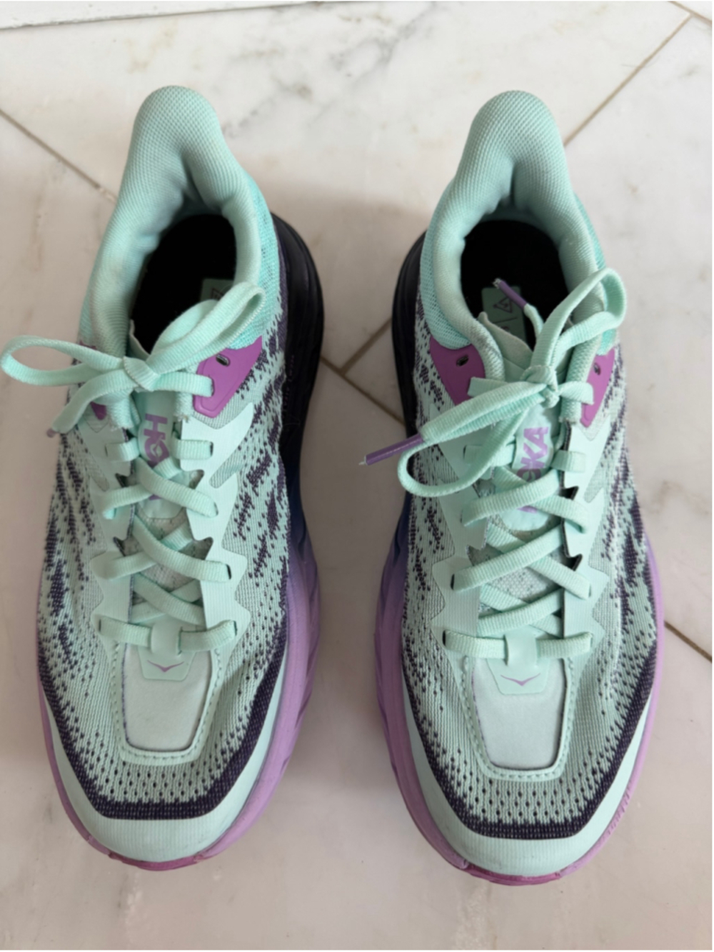 Hoka SpeedGoat 5 women’s 6B Trail Running Sneakers mint & purple active comfort - Picture 4 of 10